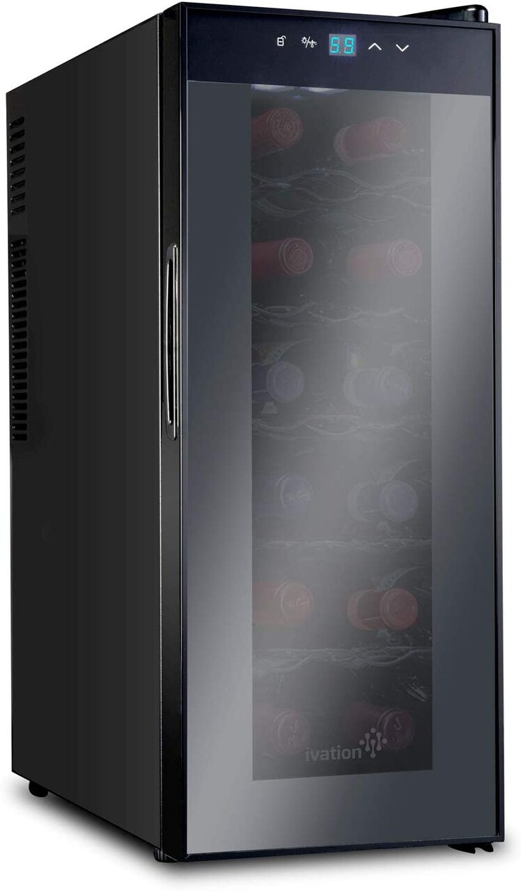 Ivation 12-Bottle Thermoelectric Wine Cooler, Freestanding Wine Fridge